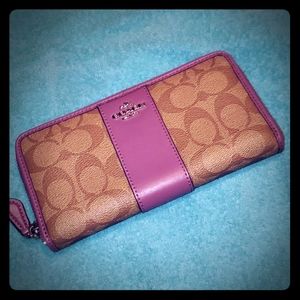 Coach Leather Purple Wallet